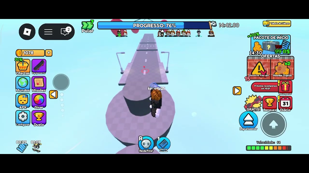 Jogando skate no Roblox 