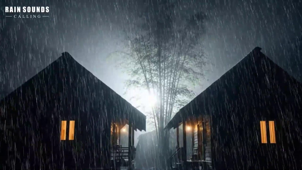 Rain Sounds and Thunder on Cabin Roof | Natural Night Rainstorm for Relaxing Sleep ASMR