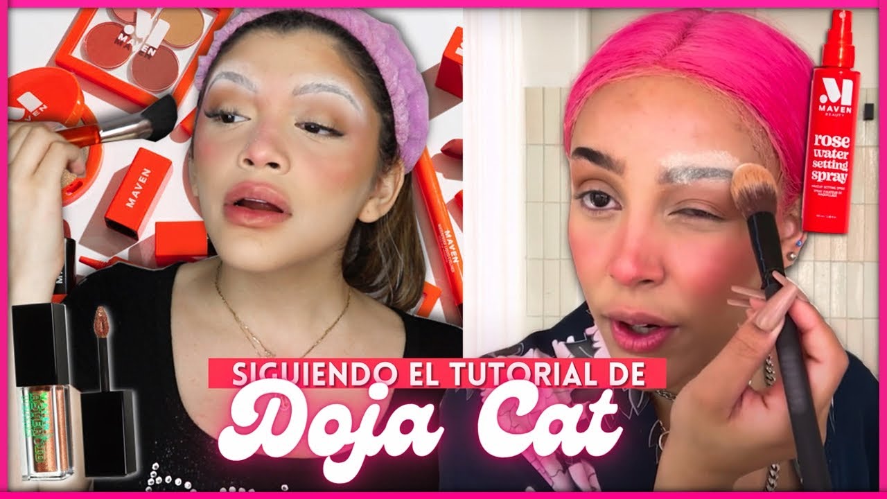 SIGUIENDO EL TUTORIAL DE MAQUILLAJE DE DOJA CAT | Con Maven Beauty 🧡