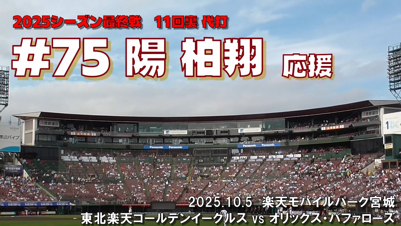 2025.10.5 楽天 vs オリックス 11回裏 代打 #75 陽 柏翔 応援