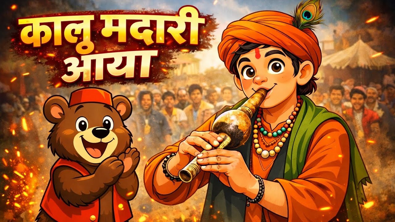 Kalu Madari Aaya 🐻🎶 | Funny Madari Cartoon | Kids Rhymes Hindi