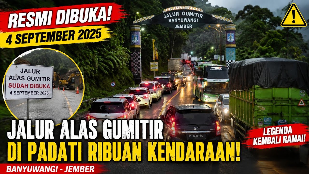 Hari Pertama Jalur alas Gumitir  Dibuka | 4 September 2025 Ribuan Kendaraan Memadati Jalan