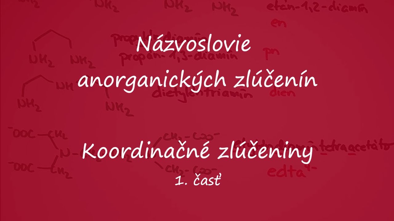 Názvoslovie koordinačných (komplexných) zlúčenín – 1. časť