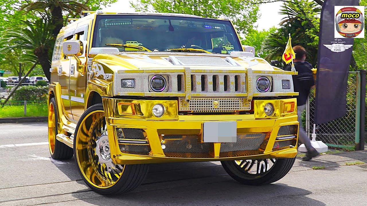 圧巻！ど派手ﾊﾏｰ軍団　黄金に輝くハマーヤバい！【搬入】American custom show