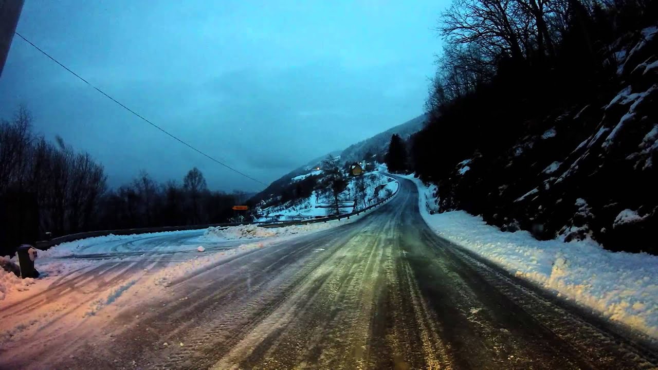 Stryn Hopland 26.02.2016- School bus in the winter in Norway