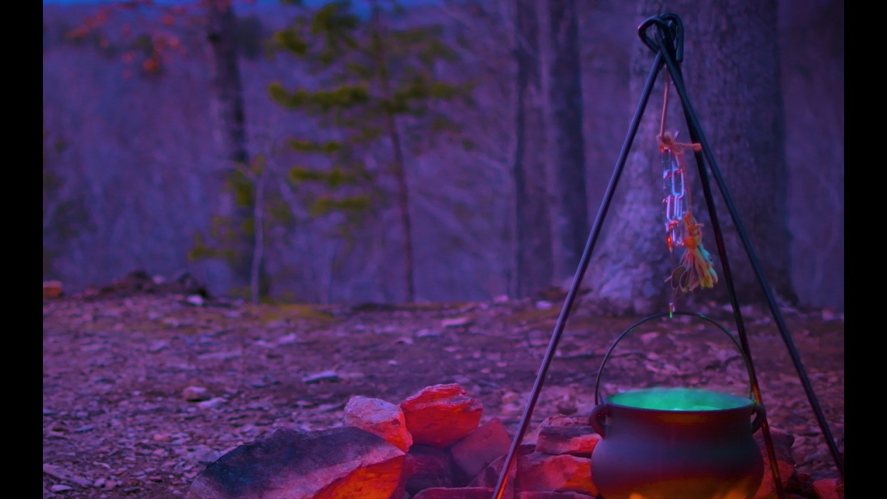 4K Kitchen Witch Ambient Cauldron Fireside Scene: Green Fairytale