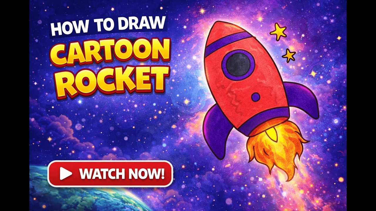 How to Draw a Rocket Easily | Cute Cartoon Rocket Drawing