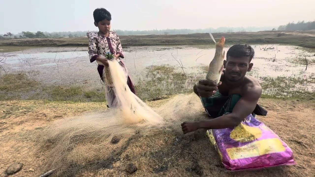 Best Net Fishing Video - Traditional Catching Fish in The River 