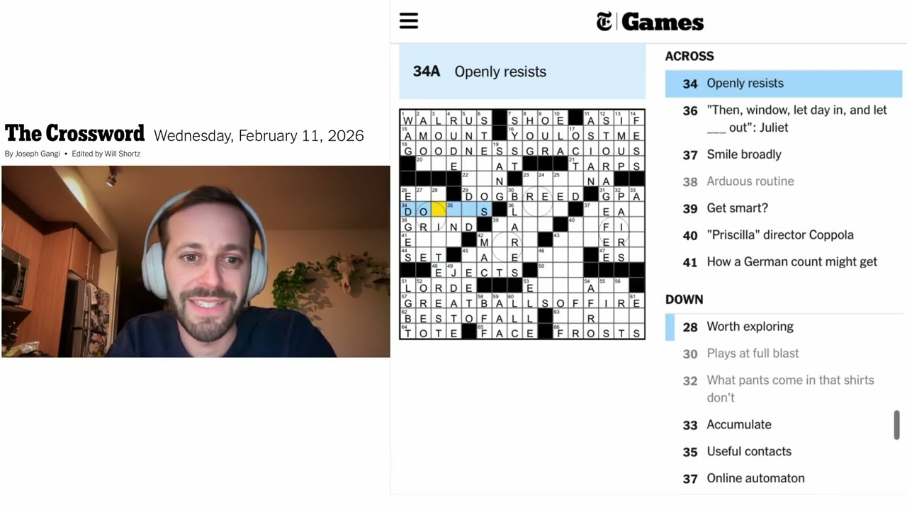 NYT New York Times Crossword | Wednesday, February 11, 2026