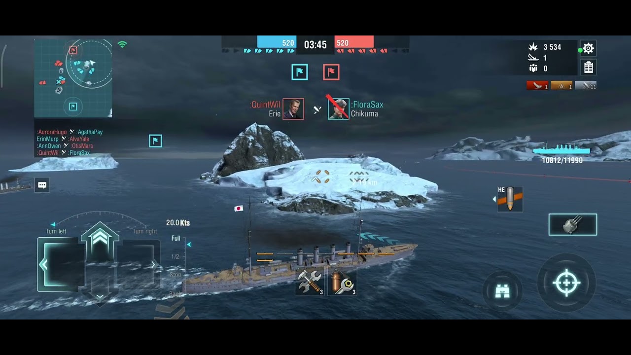 4 ship destroyed World of Warships Blitz Gameplay AI battles #battle #games #gameplay 