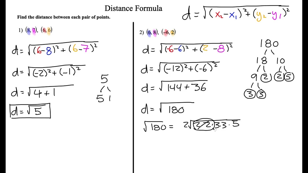Distance Formula Example Problems