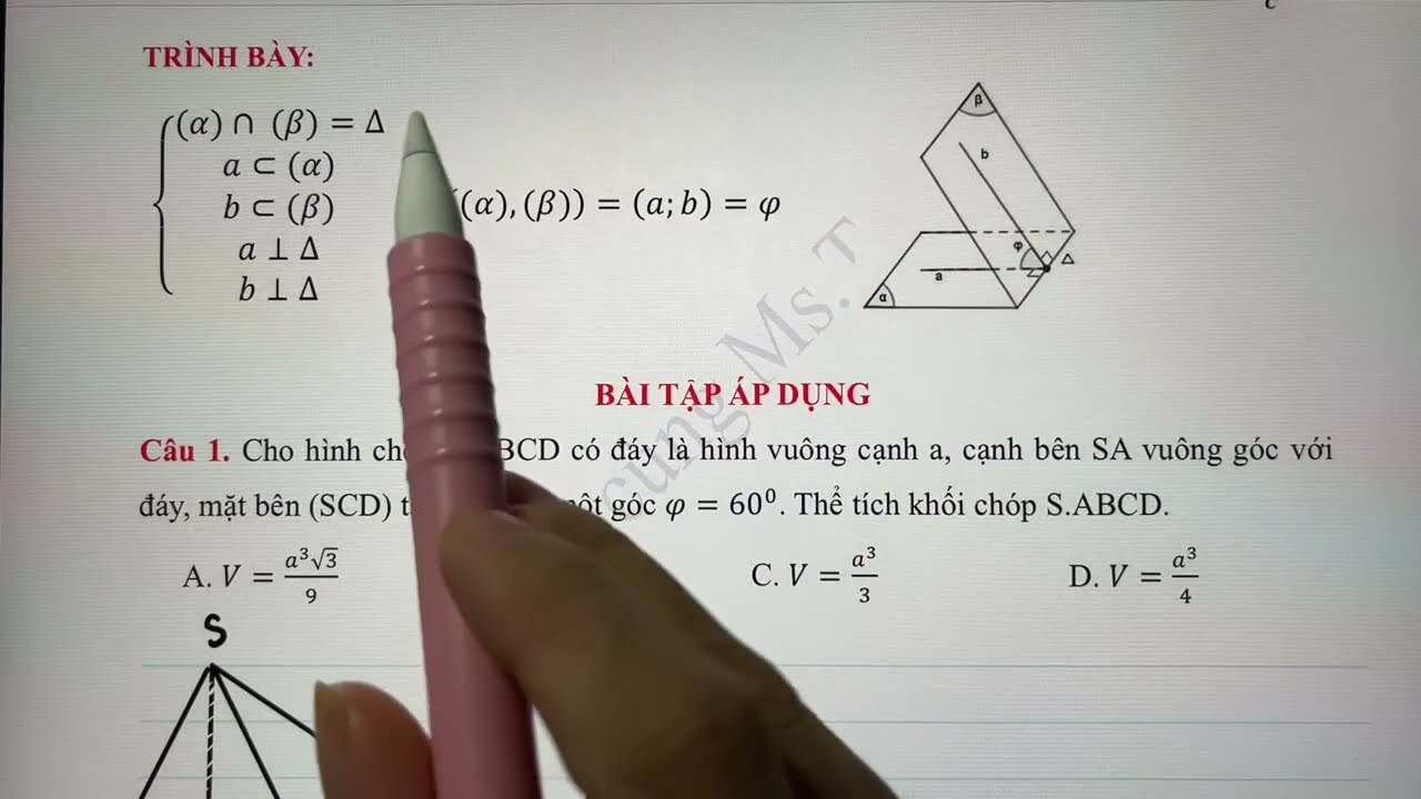 Toán 11.CĐ4. Tiết 14.3: Thể tích khối chóp - góc giữa mặt bên và mặt đáy