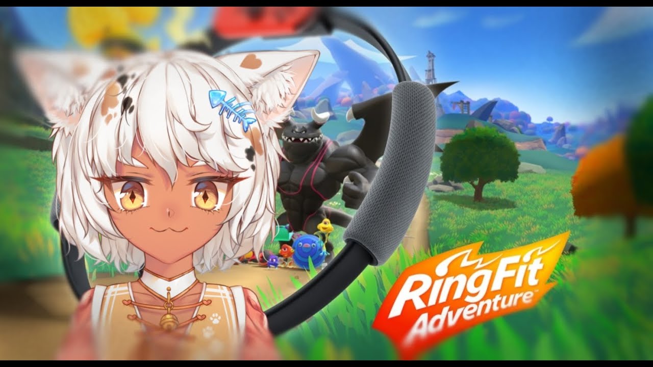 Ring Fit Adventure кошка занимает спортом ;3