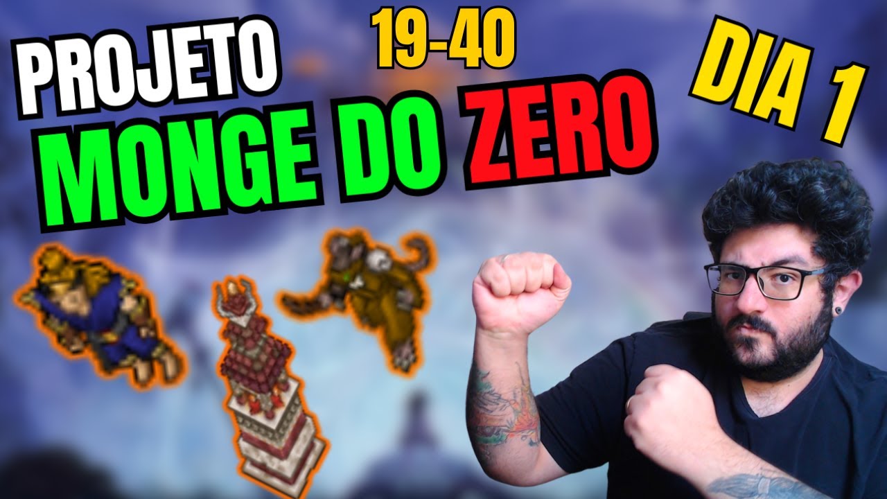 O MONGE QUE VAI ZERAR O TIBIA! | Projeto Monge do 0 - Dia 1 | Lvl 19 ao 40