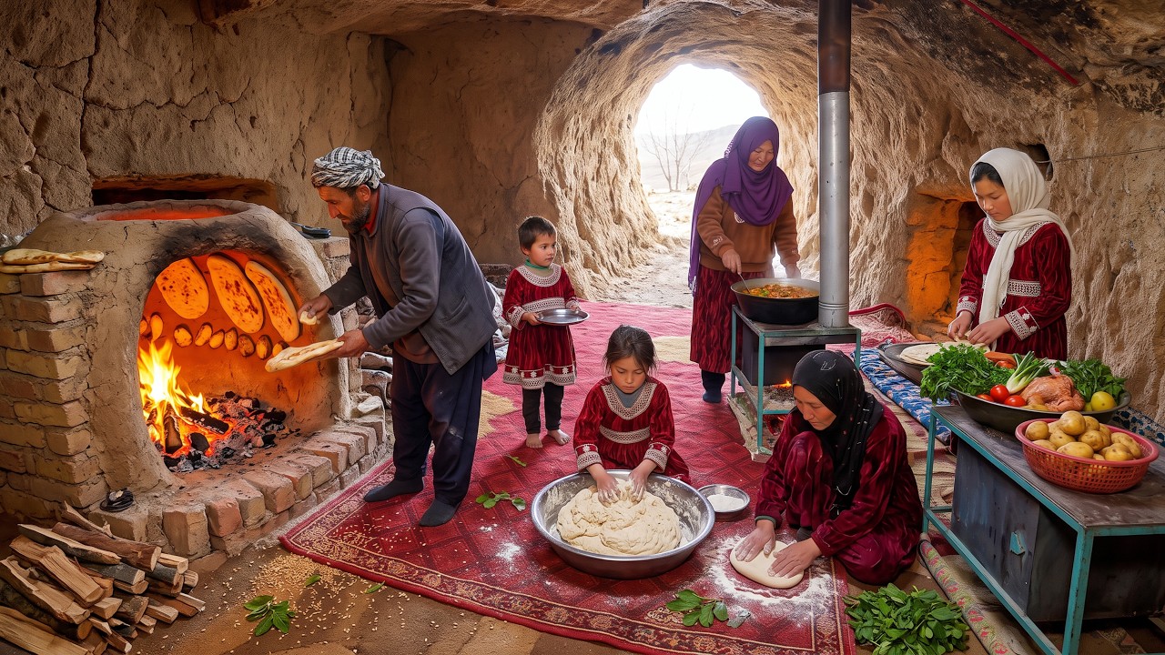 Surviving in Afghanistan's Most Ancient Cave | A Family's Real Cooking & Daily Life.