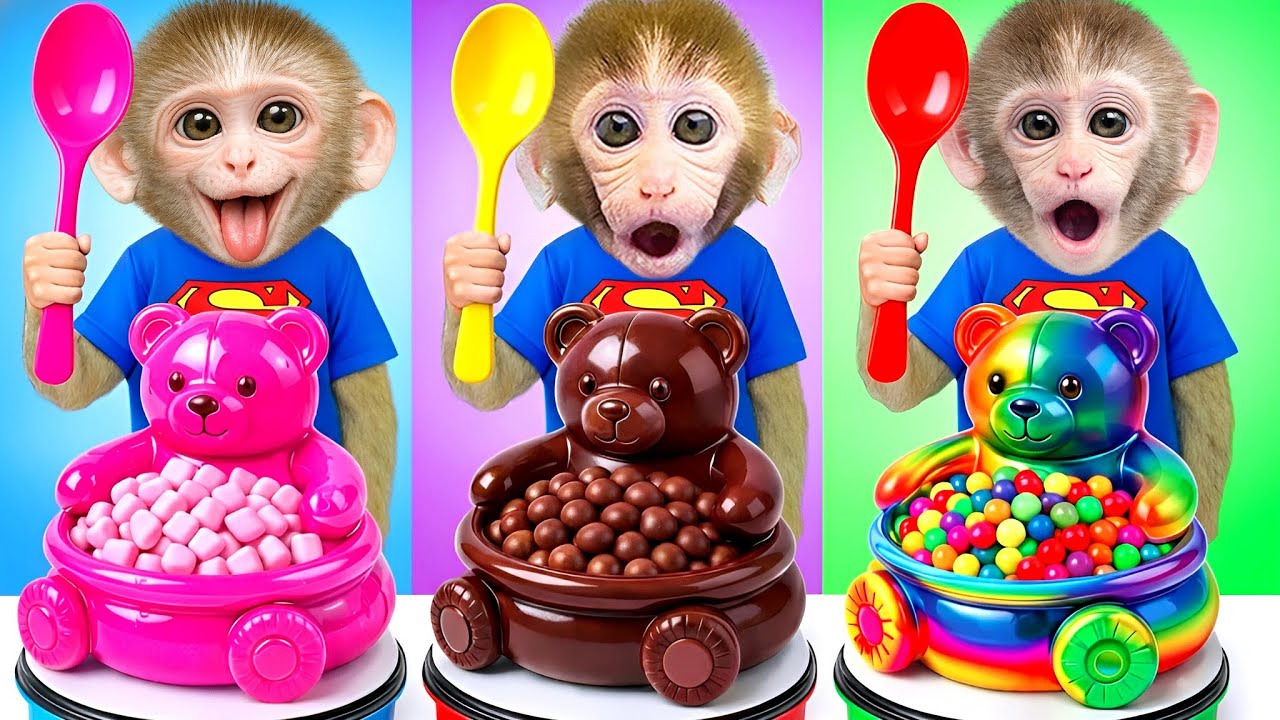 Aapje BonBon doet een regenboog en chocolade food challenge - BonBon Verhalen