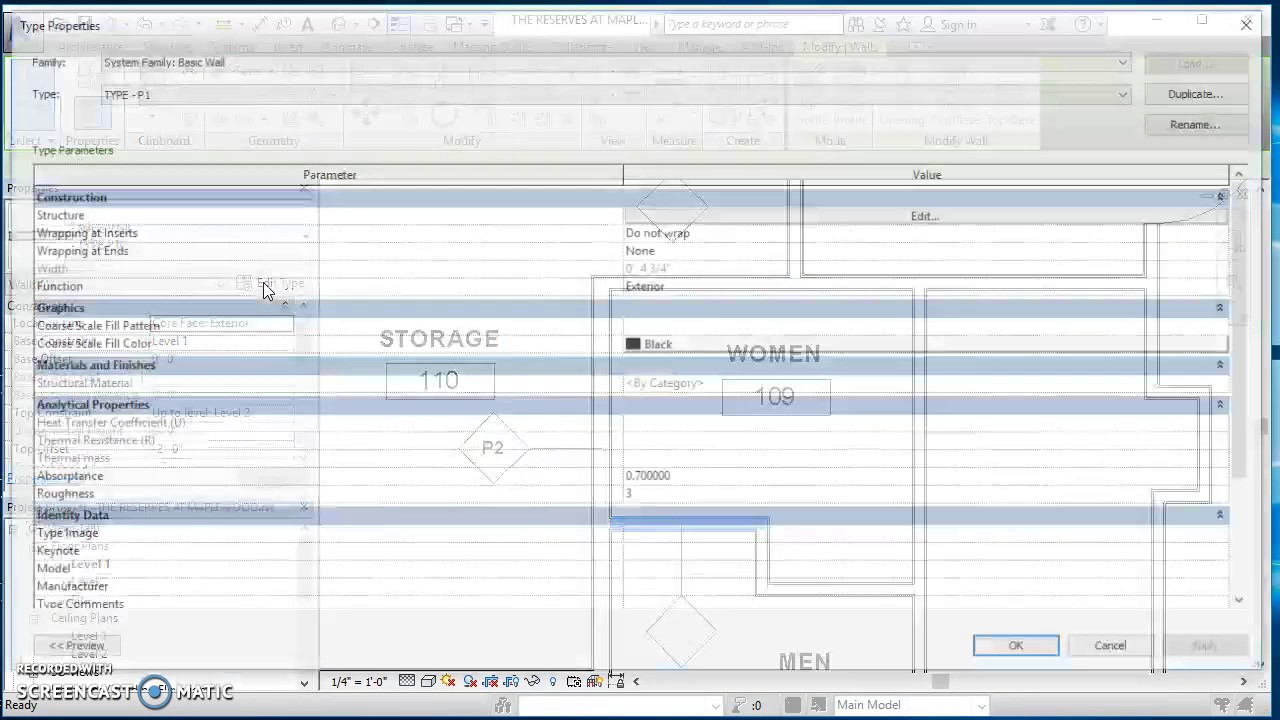 Добавление тегов стен в Revit