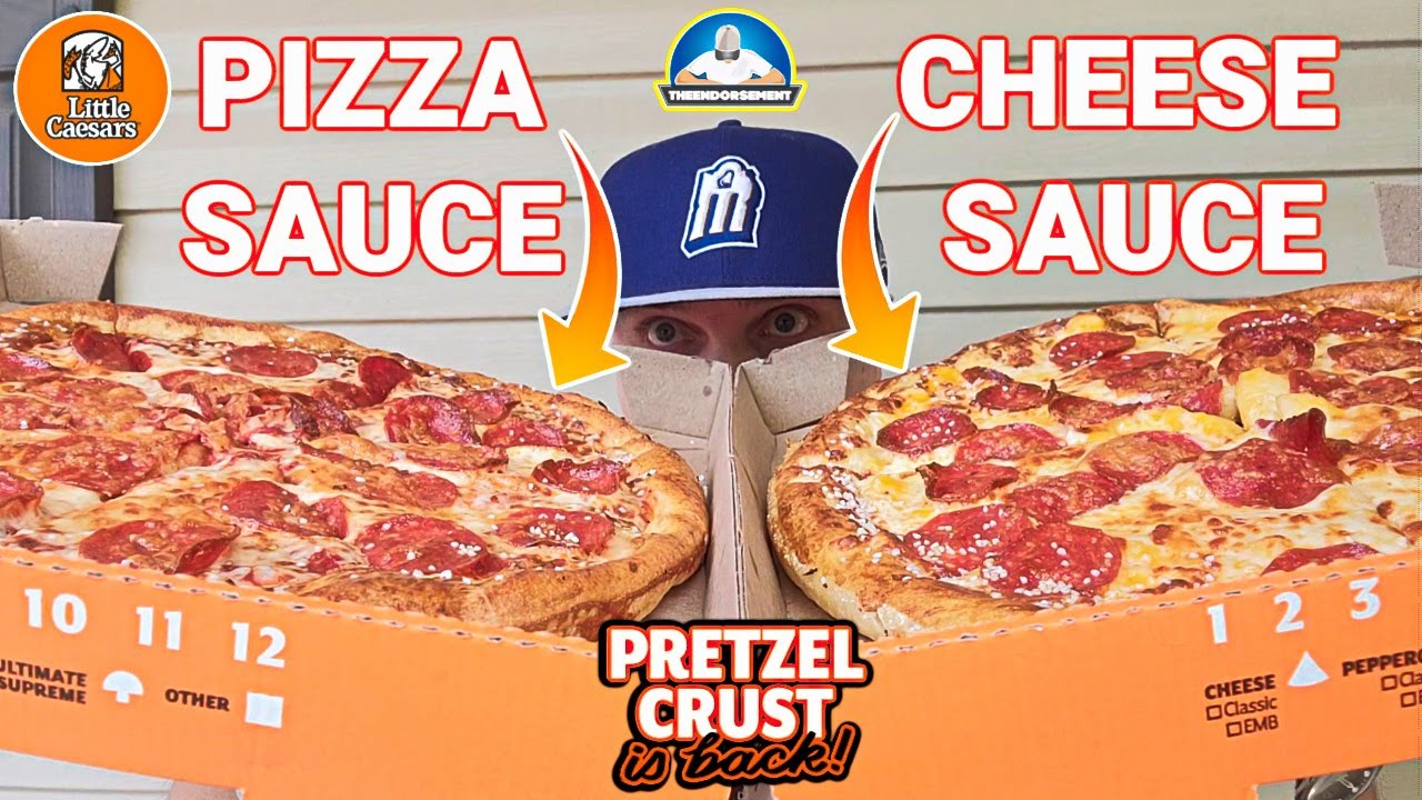 Little Caesars® Pretzel Crust Pizza Review 2023! 🥨🍕| Cheese Sauce VS Pizza Sauce! | theendorsement