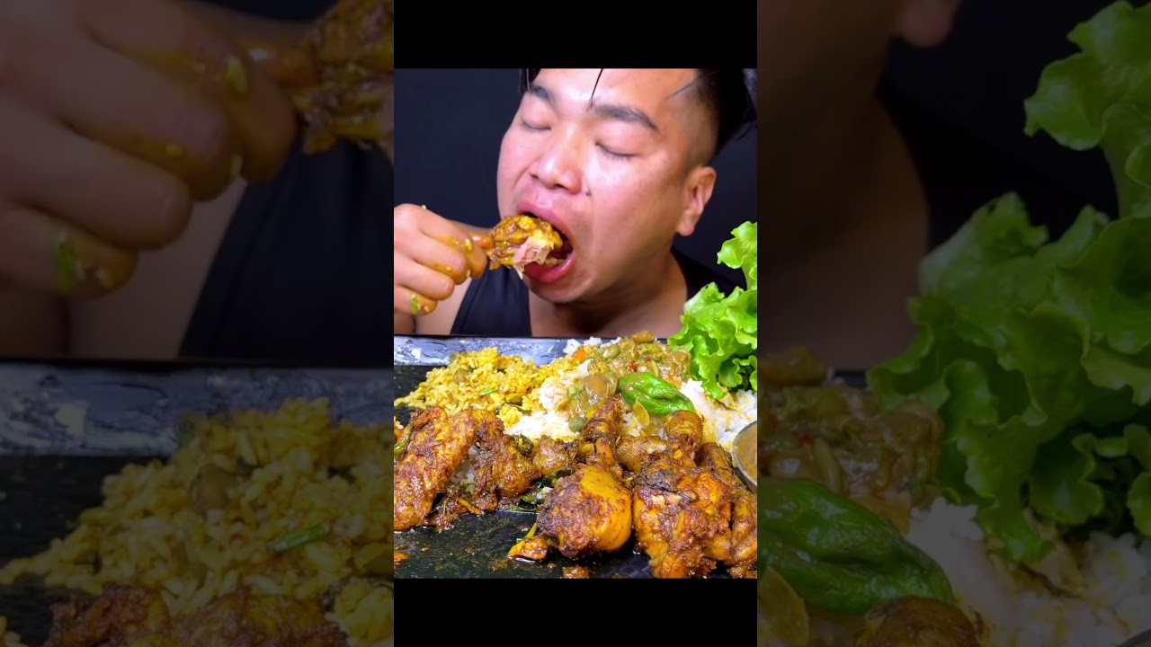 ASMR : Eating Spicy 🥵 Chicken Leg Piece 🔥, Mustard leaf 🍀, With Rice, 😋 || ASMRSHOW || MUKBANG ||