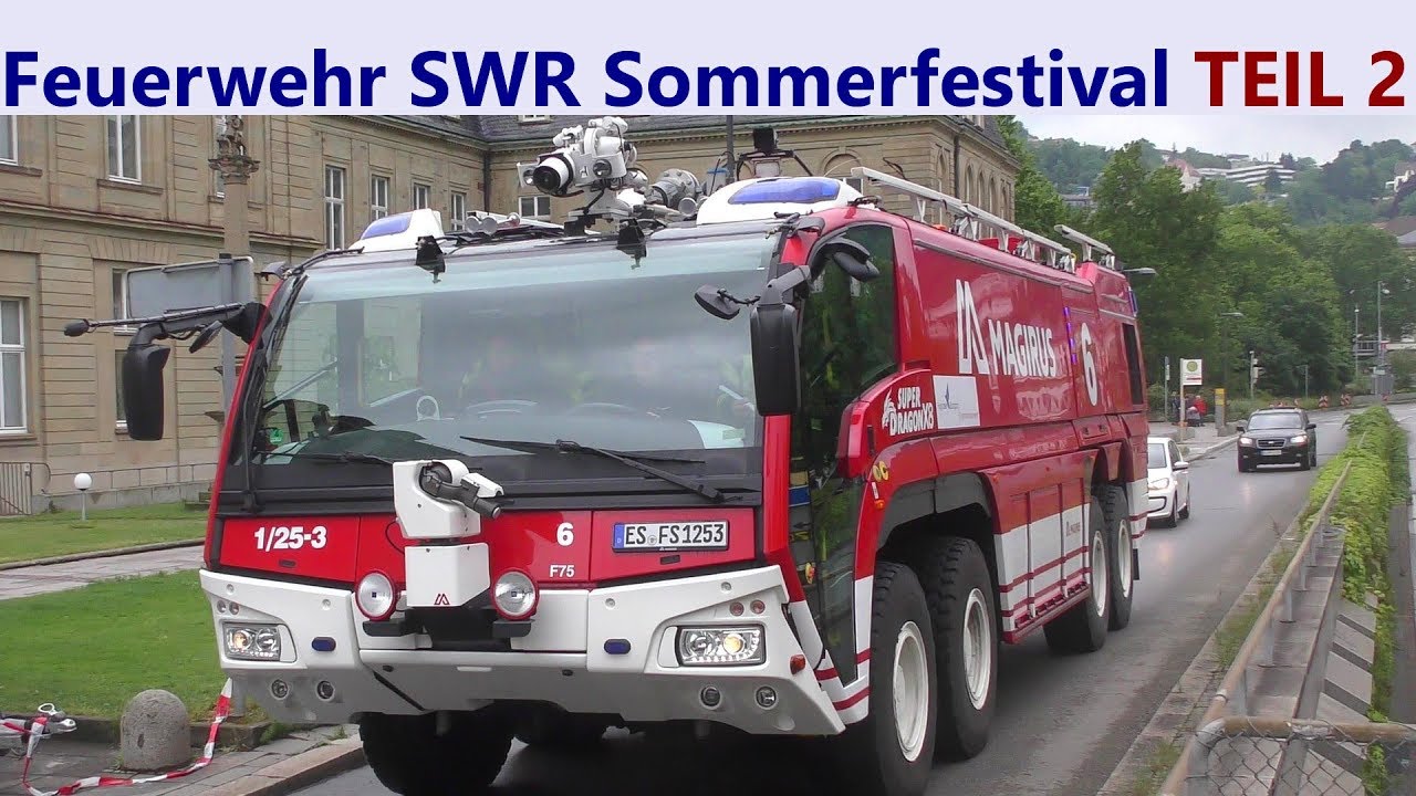 TEIL 2 FEUERWEHR SWR Sommerfestival 2018 Stuttgart - Flughafenfeuerwehr Magirus SUPERDRAGON X8