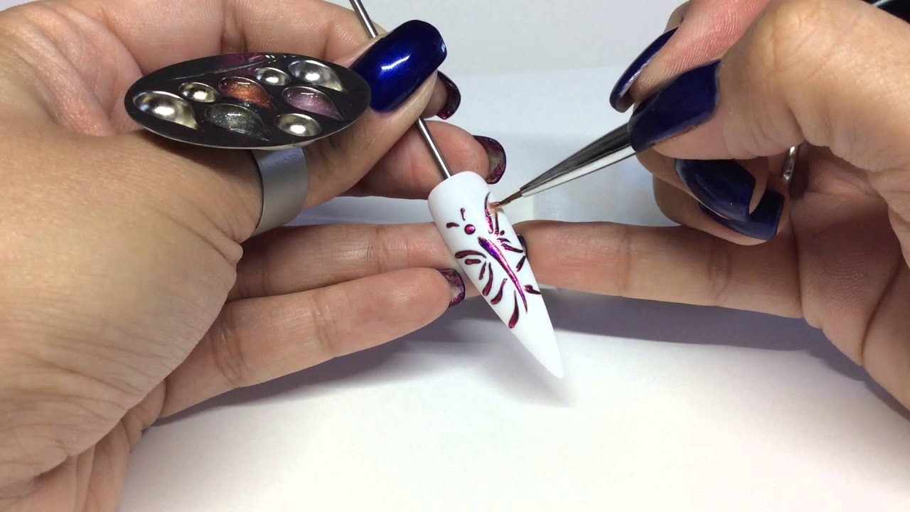 Embossed Butterfly Nail Design using CND Shellac and Lecenté™ foils and glitter