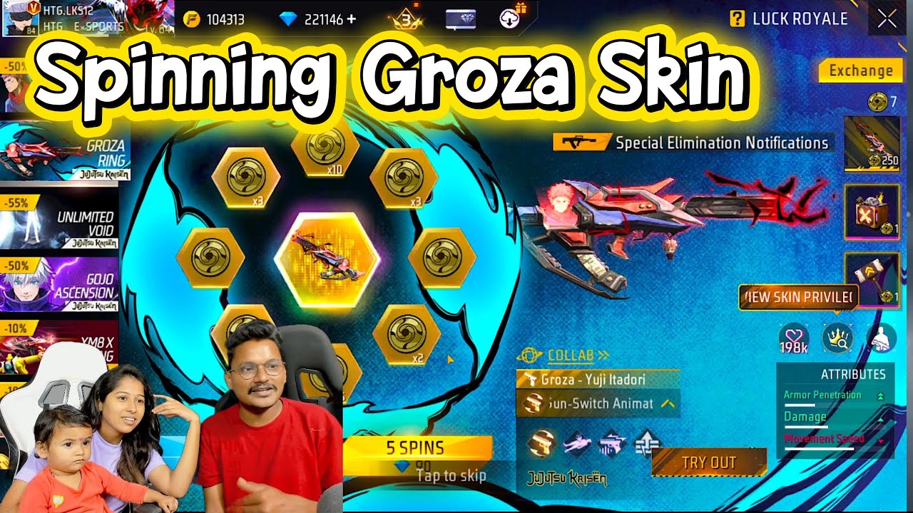 Free Fire New Event Yuji Itadori Groza Spinning -  hello telugu gamers