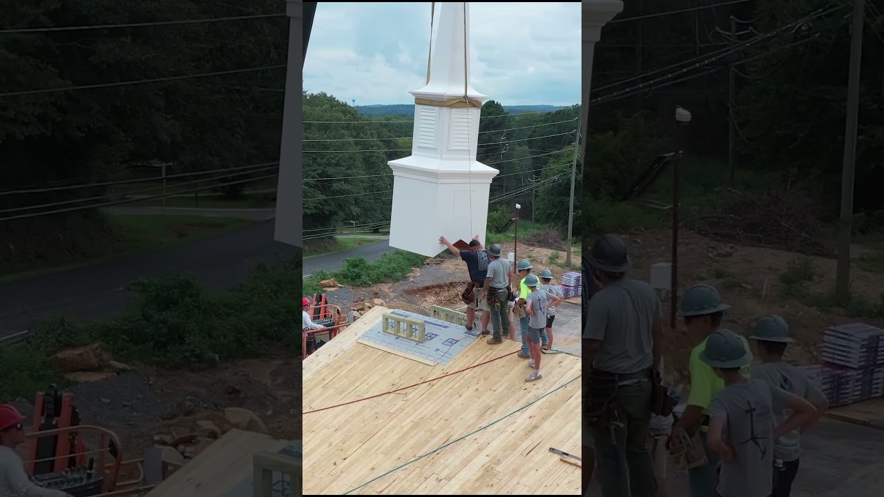 Installing Church Steeple #church #missions #construction #constructionwork