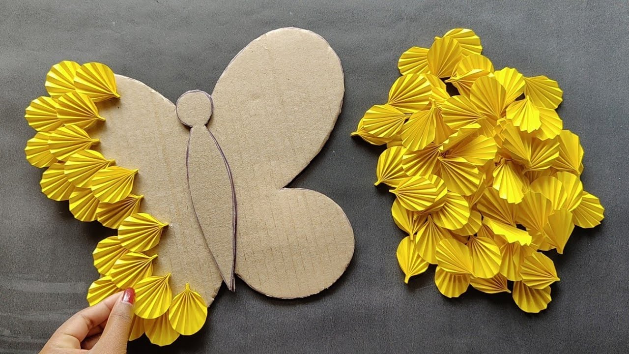 Unique yellow butterfly wall hanging craft || Paper craft for home decoration