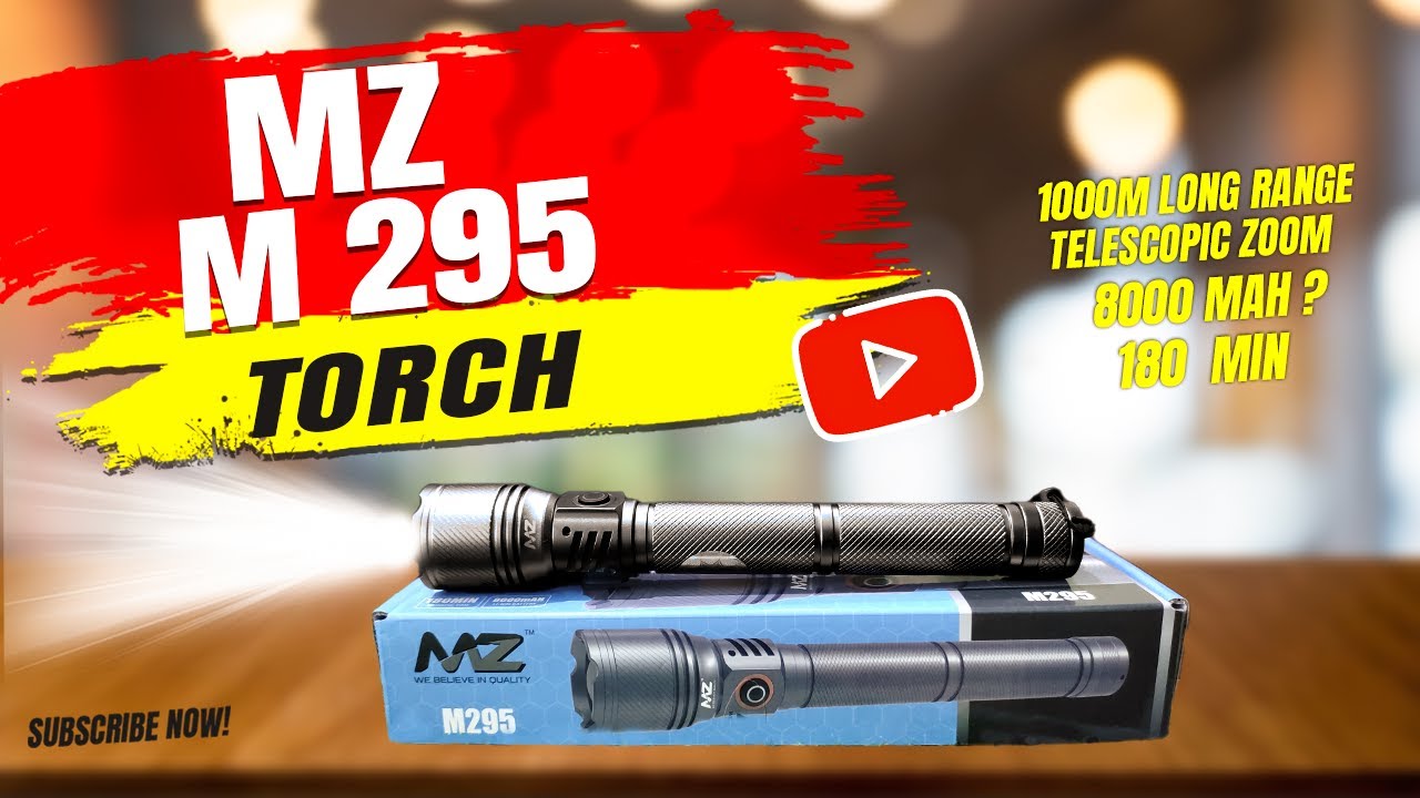 MZ M295 Torch Unboxing || MZ Metal Zoomable Torch || 8000Mah Torch