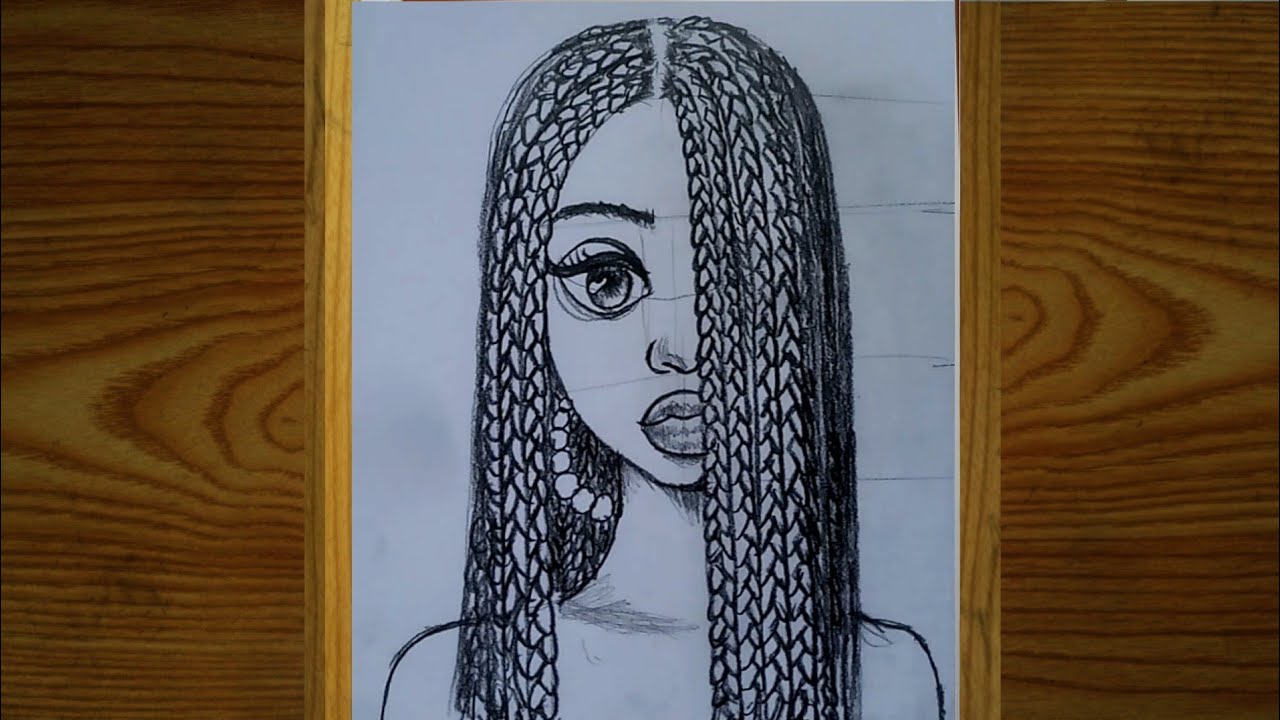 how to draw braid hair girl step-by-step / easy way to draw braid hair