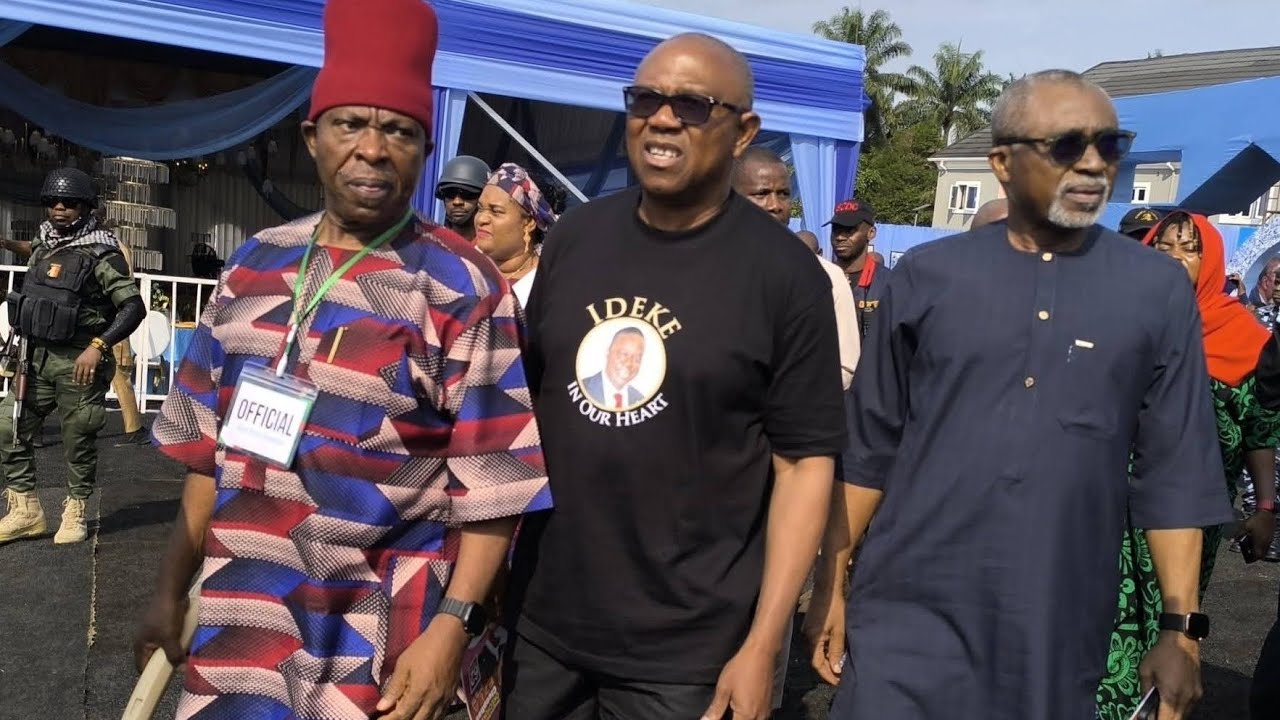 Gov Peter Mbah, Peter Obi, Sen, Abaribe, Victor Umeh At Burial Ceremony Of Sen Okey Ezea In Nsukka