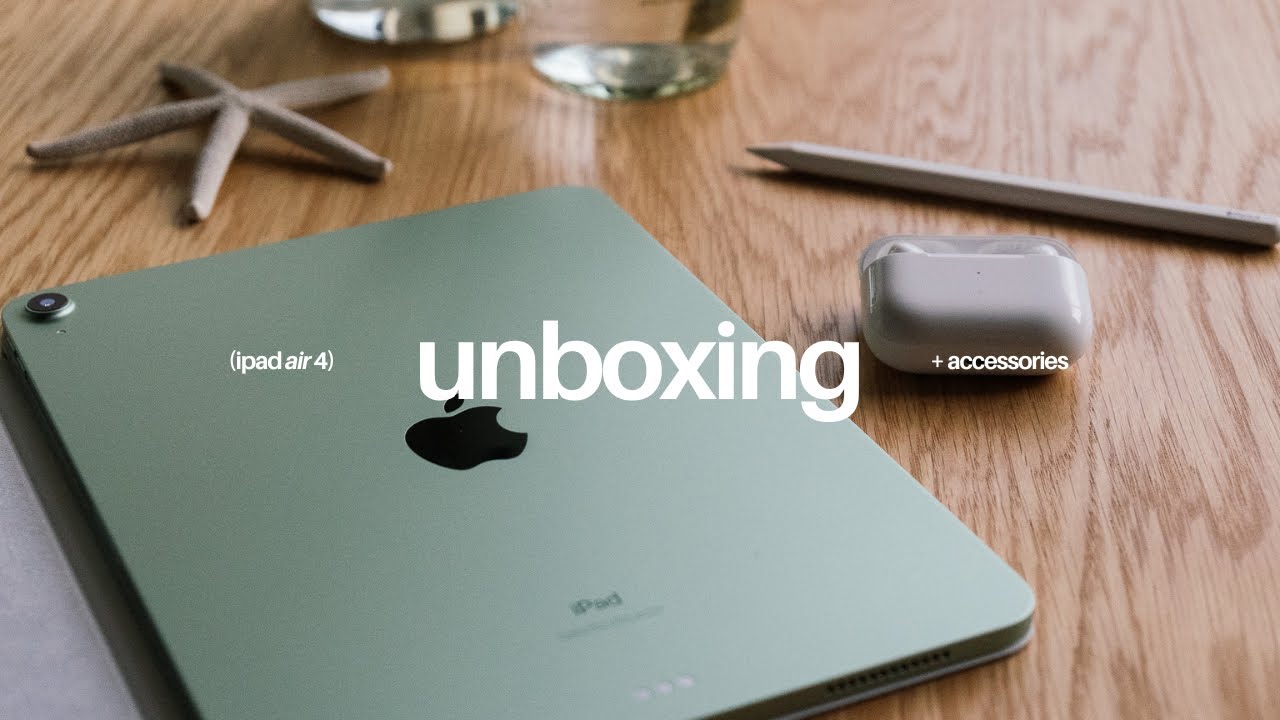 ipad air 4 unboxing and accessories 🍎 green, aesthetic