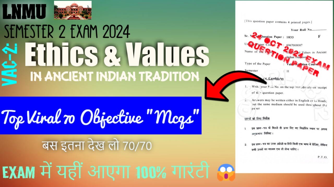 Ethics & Values in Ancient Indian Tradition vvi objective 