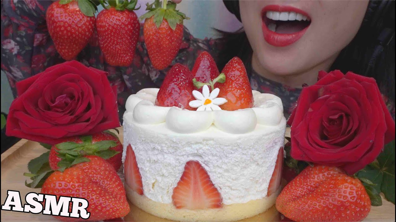 ASMR STRAWBERRY SHORT CAKE (EATING SOUNDS) NO TALKING | SAS-ASMR