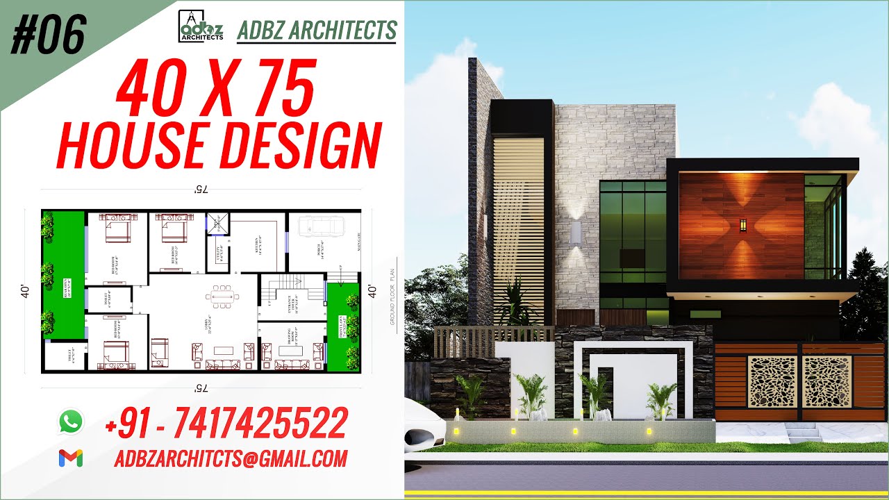 40 X 75 House Design | 3BHK Set | ADBZ Architects