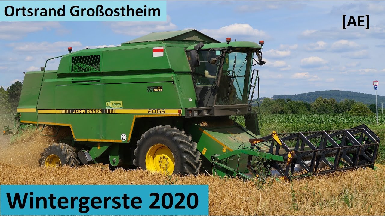John Deere 2056 Hillmaster Wintergerste dreschen 2020 am Ortsrand von Großostheim - Alex E AE