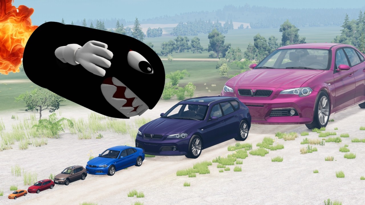 Big & Small Car vs Giant Bullet Bill 🥵 BeamNG.drive