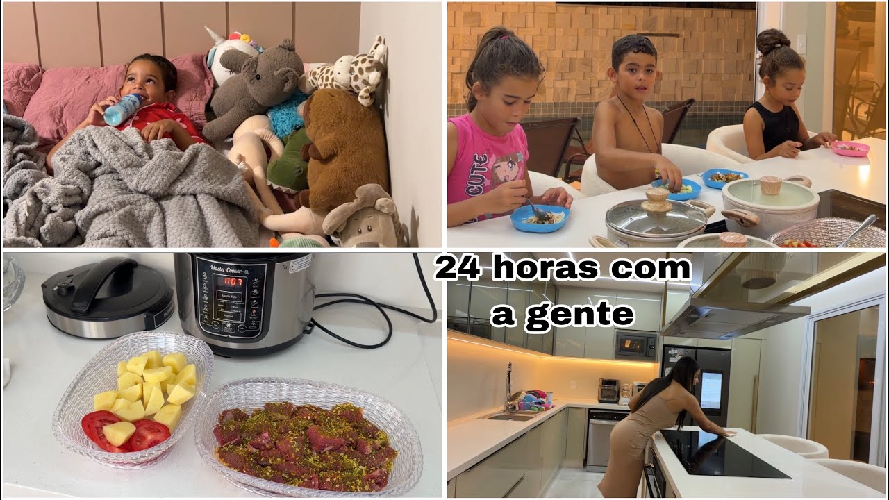 ROTINA DE UMA MÃE DE TRES |24 horas com a gente +fiz almoço+compras no mercado +muita louça pra lava