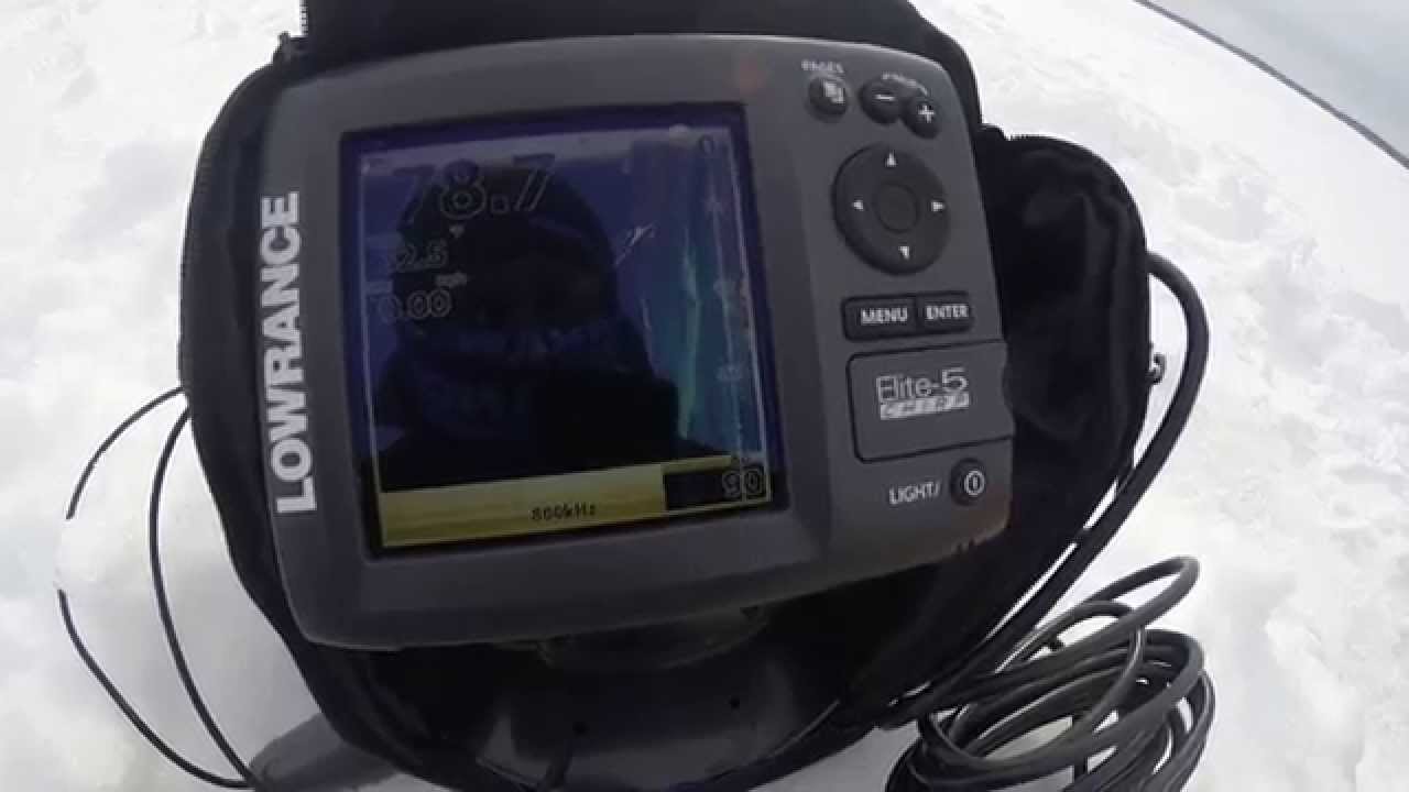 Ice Fishing with Down Imaging Lowrance Elite5 CHIRP