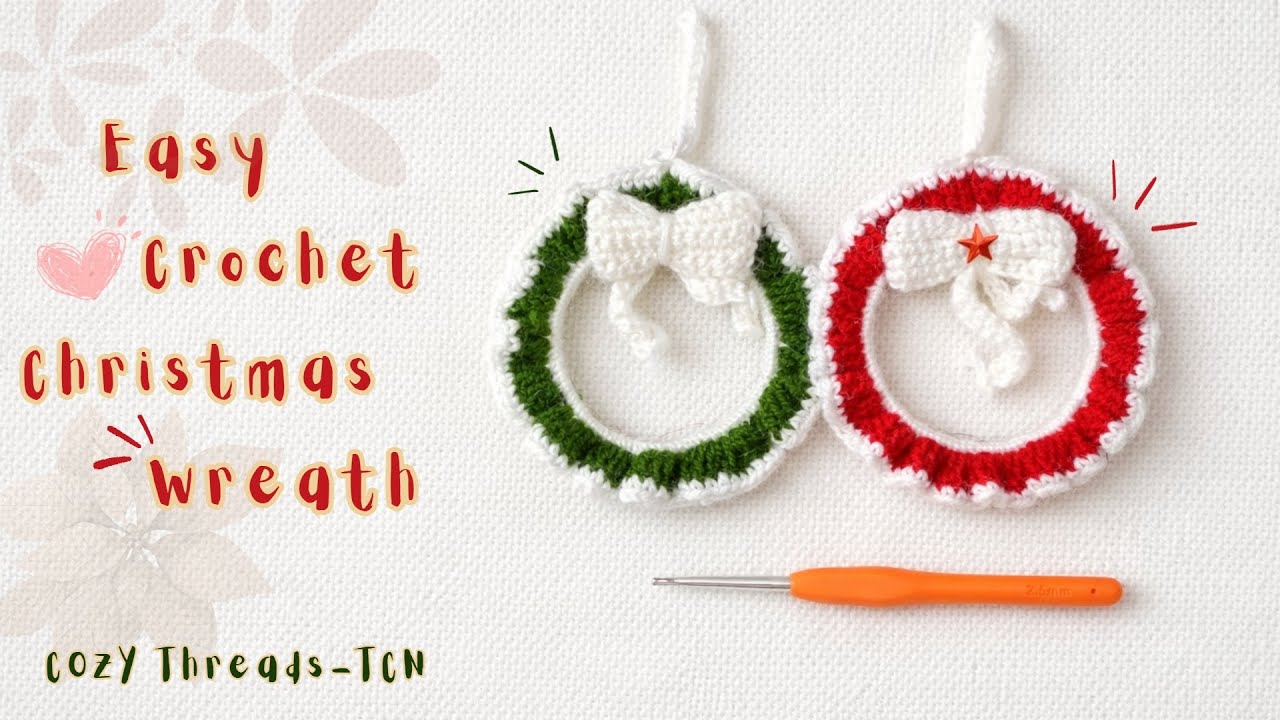 Easy Crochet Christmas Wreath 🎄 | Mini Handmade Ornament | DIY Holiday Decor