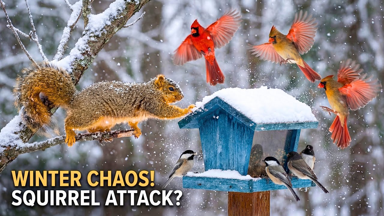 🔴 LIVE Cozy Winter Bird Feeder Cam ❄️ Juncos, Woodpeckers | Calm & Sleep & Relax