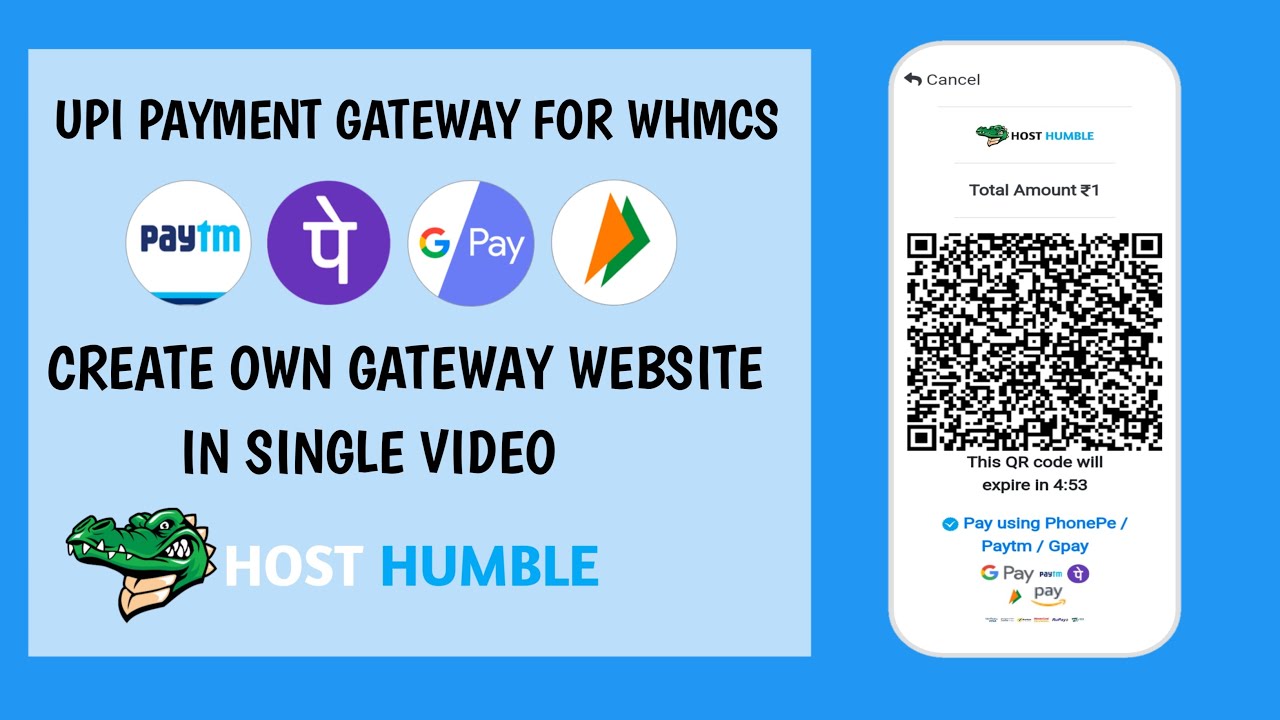 Upi Payment Gateway For WHMCS Create I upi payment gateway source code I Own Upi Website Create