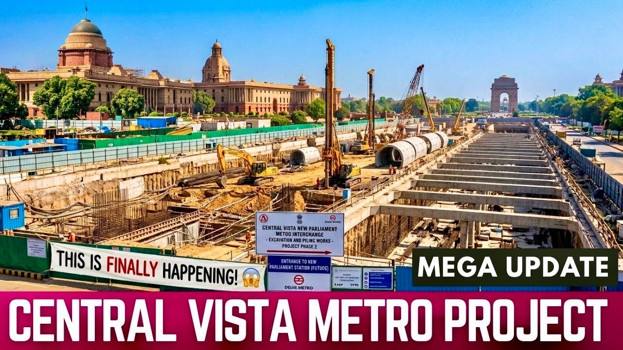 DELHI&rsquo;S CENTRAL VISTA METRO IS FINALLY UNDER CONSTRUCTION| 10 KM Underground Corridor Ground Reality