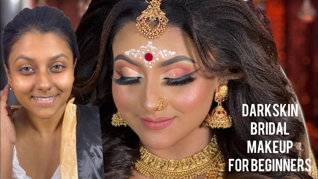 Dark Skin Bridal Makeup Tutorials for Beginners/ Indian Bridal look #youtubevideo #makeup #viral