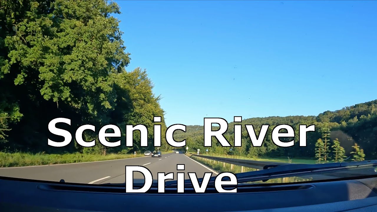 4K Scenic Drive by the River Fulda and Weser