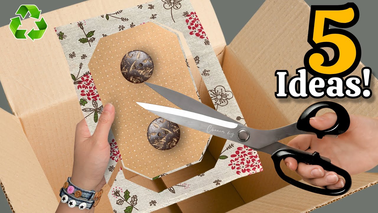 Преобразование картона и ткани 😱♻️ 5 идей для создания интерьерных вещей из мусора