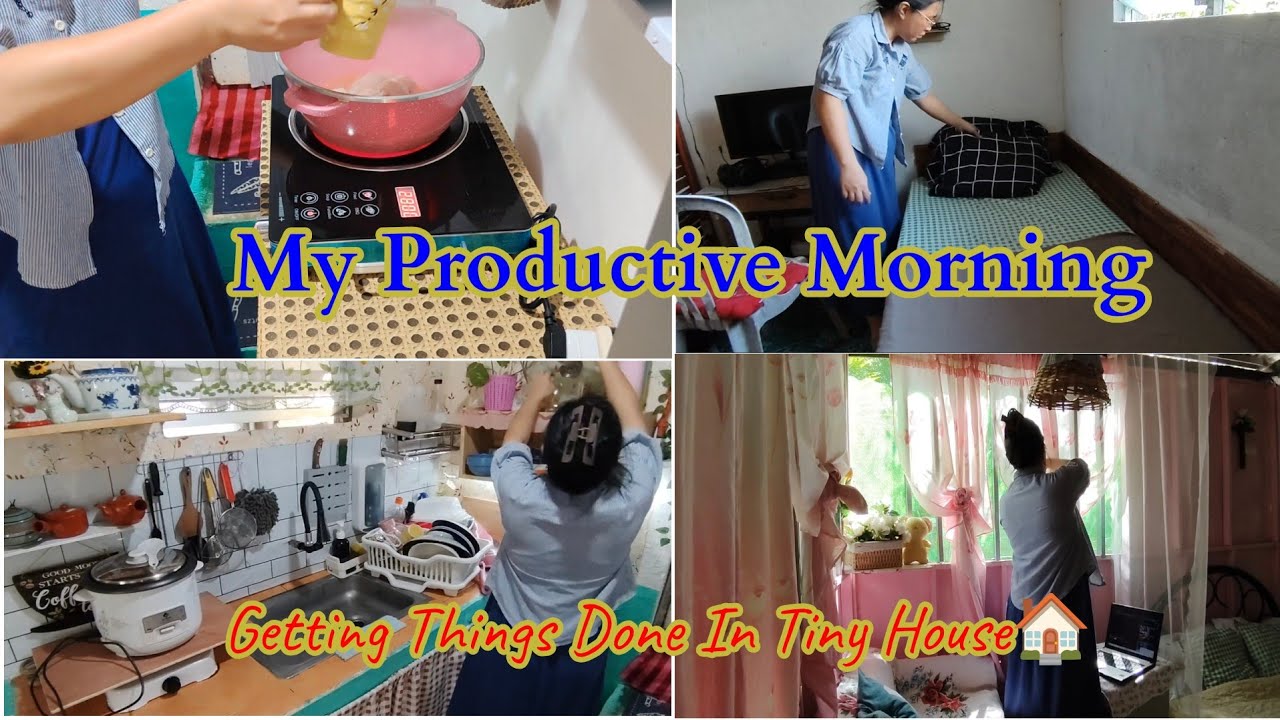 PRODUCTIVE MORNING/ QUIET ALONE TIME IN TINY HOUSE🏠 GETTING THINGS DONE WITH ME ✨ #silentvlog 