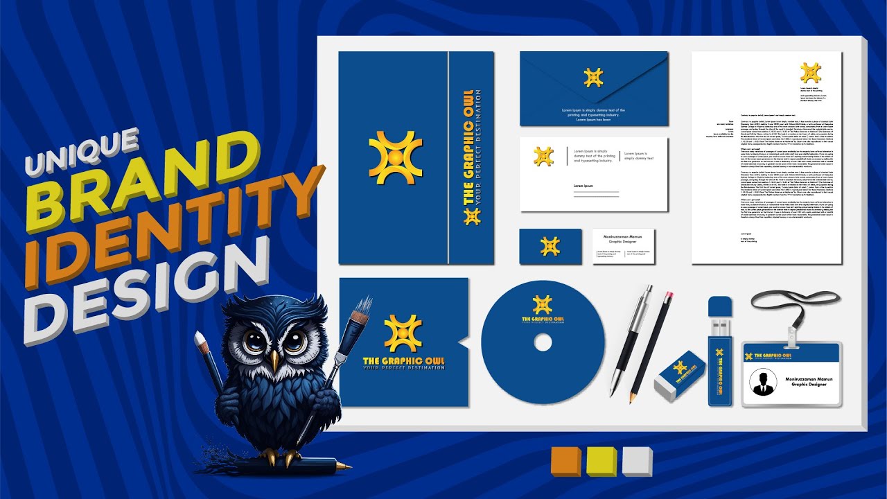 Creative Brand Identity Design in Illustrator | Stationery product design tutorial | The Graphic Owl