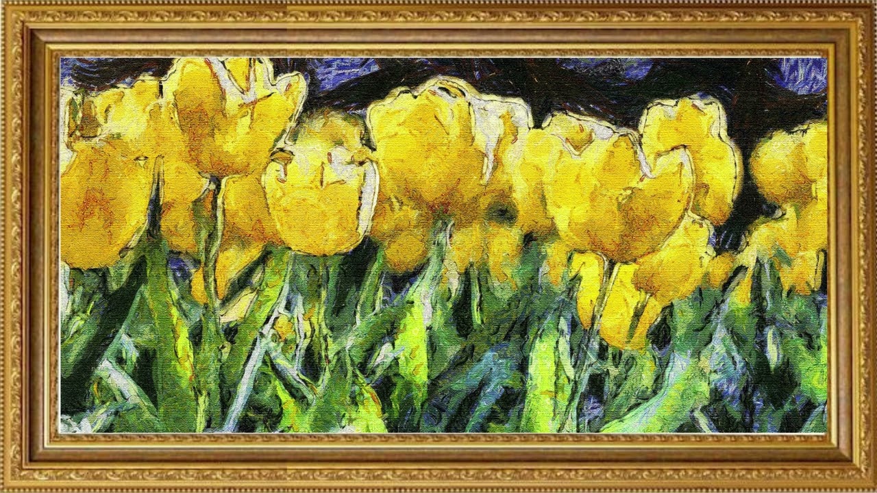 Beautiful painting of yellow flowers | Relaxing Floral Oil Painting | Soft Visual Art for 4K TV
