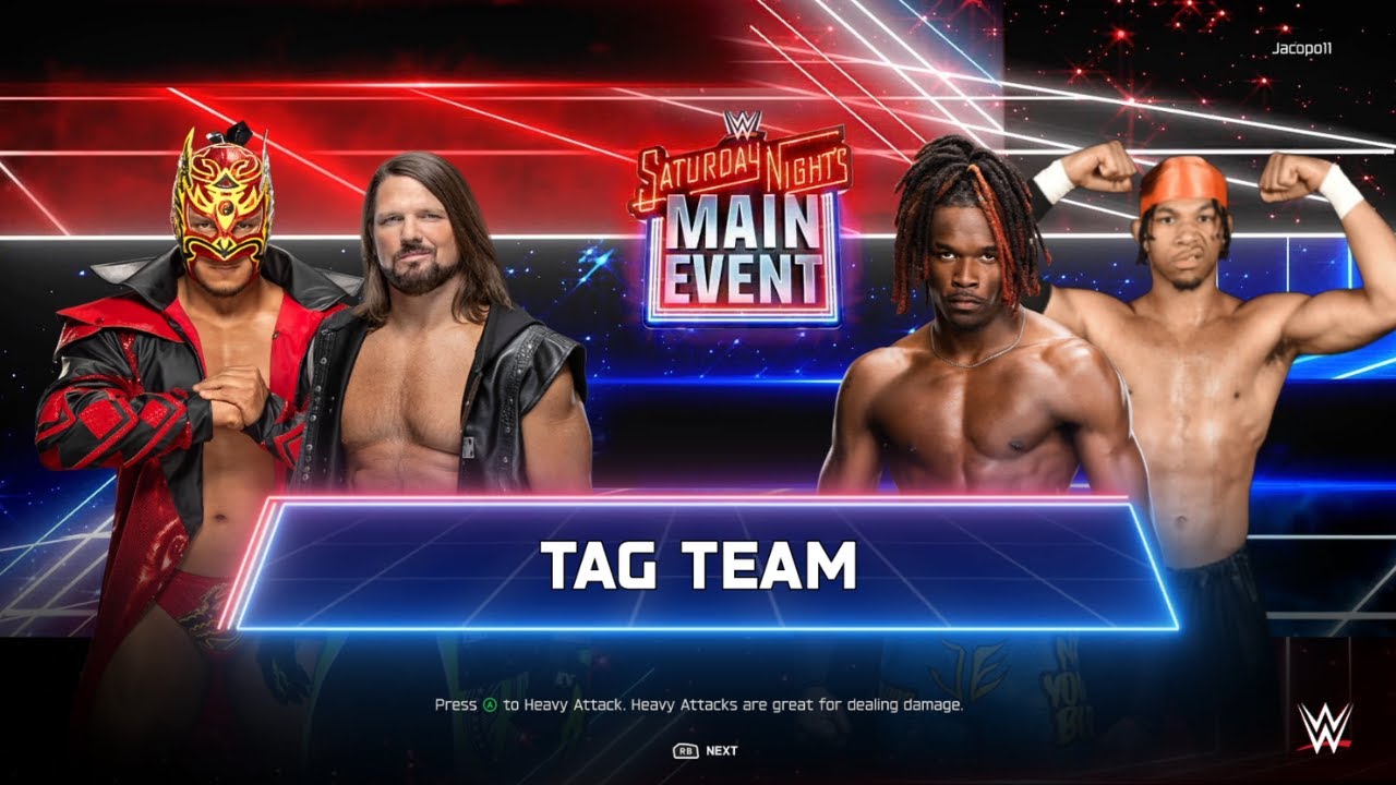 AJ Styles & Dragon Lee (c) vs Je’Von Evans & Leon Slater - Saturday Night's Main Event - WWE 2K25